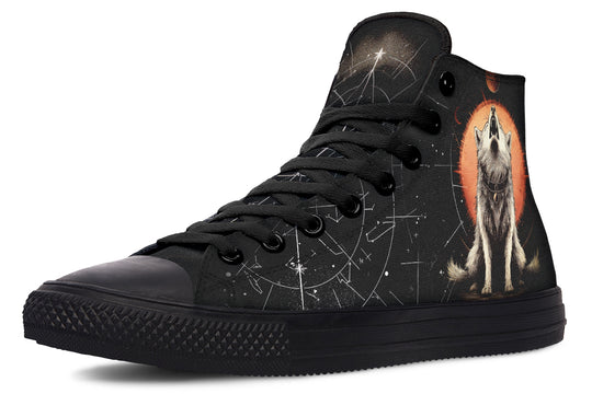 Solar Wolf High Tops - Classic Premium Canvas Shoes with Comfortable and Durable Soles