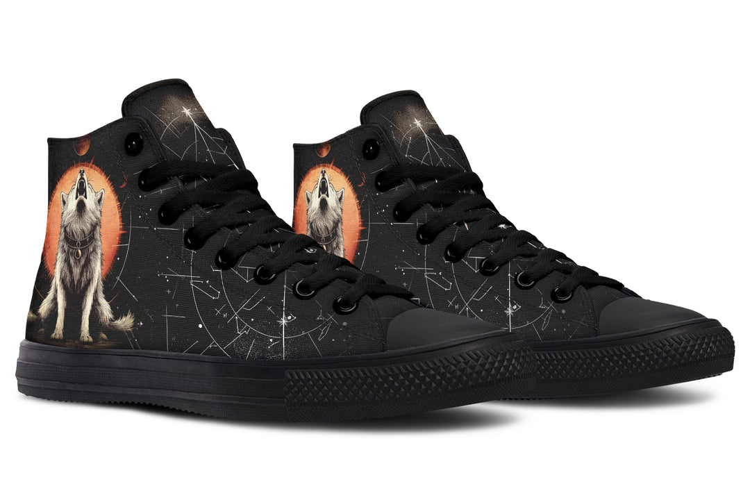 Solar Wolf High Tops - Classic Premium Canvas Shoes with Comfortable and Durable Soles