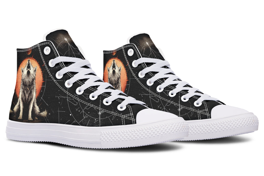 Solar Wolf High Tops - Classic Premium Canvas Shoes with Comfortable and Durable Soles