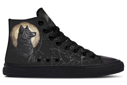 Starlit Wolf High Tops - Classic Premium Canvas Shoes with Comfortable and Durable Soles