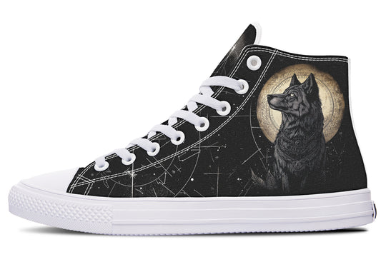 Starlit Wolf High Tops - Classic Premium Canvas Shoes with Comfortable and Durable Soles