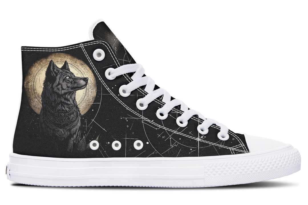 Starlit Wolf High Tops - Classic Premium Canvas Shoes with Comfortable and Durable Soles