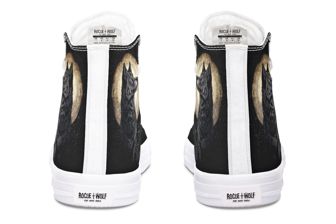 Starlit Wolf High Tops - Classic Premium Canvas Shoes with Comfortable and Durable Soles