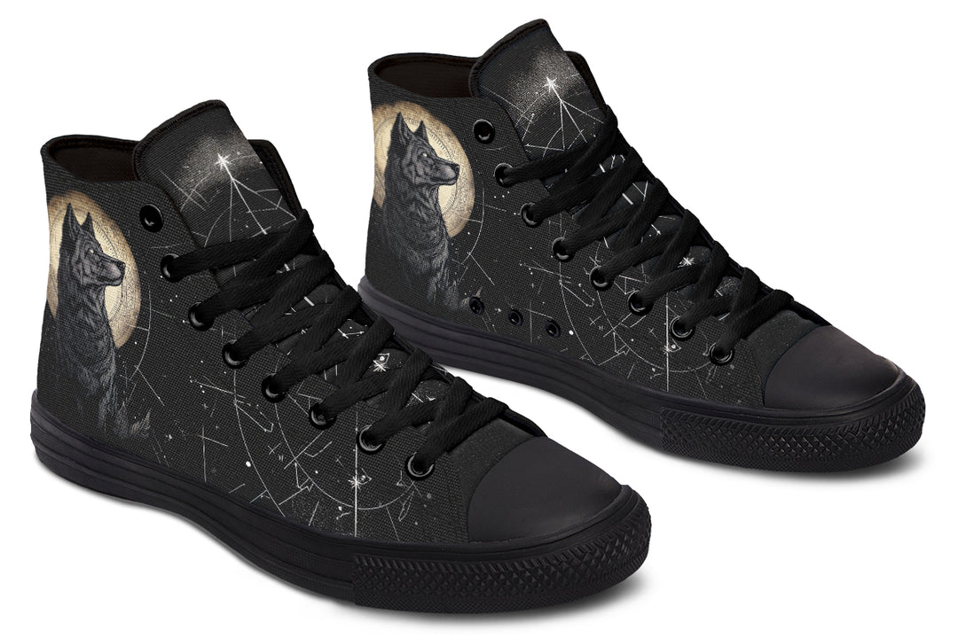 Starlit Wolf High Tops - Classic Premium Canvas Shoes with Comfortable and Durable Soles