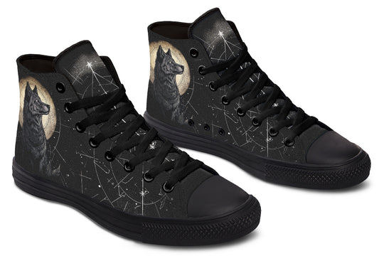 Starlit Wolf High Tops - Classic Premium Canvas Shoes with Comfortable and Durable Soles