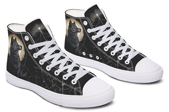 Starlit Wolf High Tops - Classic Premium Canvas Shoes with Comfortable and Durable Soles