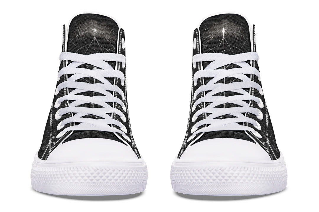 Starlit Wolf High Tops - Classic Premium Canvas Shoes with Comfortable and Durable Soles