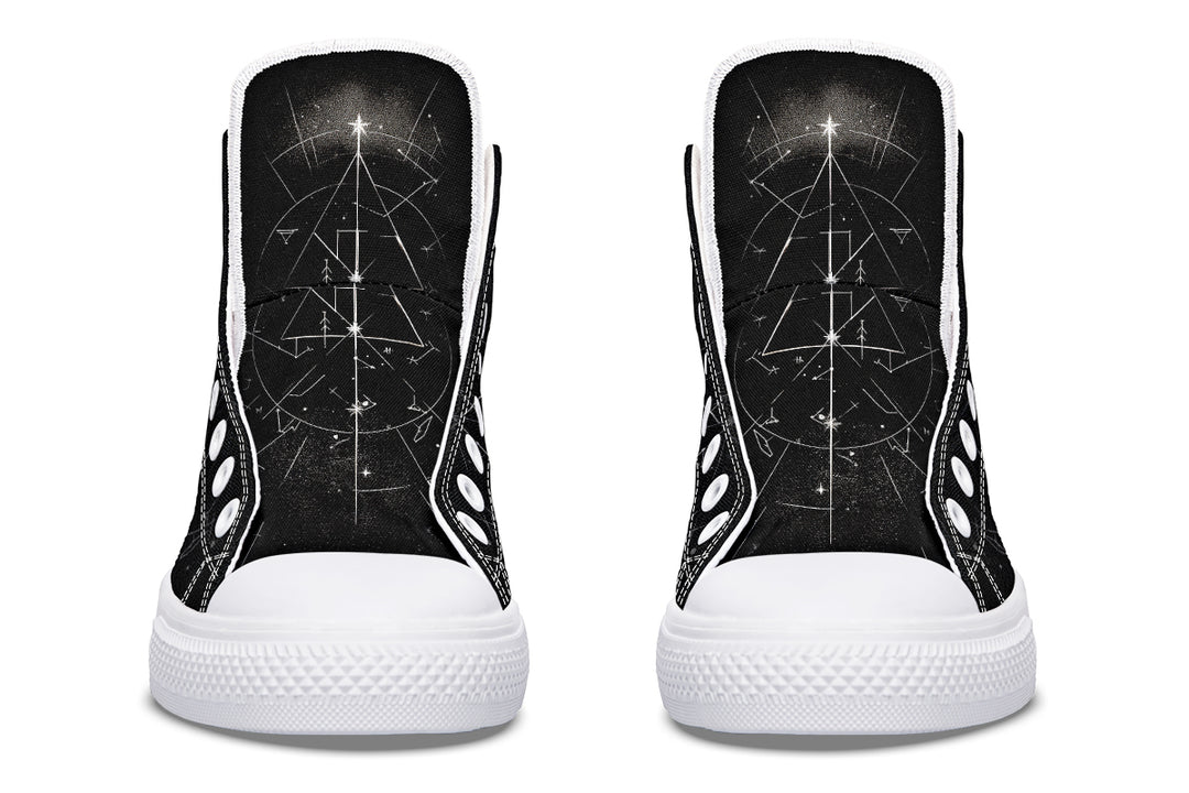 Starlit Wolf High Tops - Classic Premium Canvas Shoes with Comfortable and Durable Soles