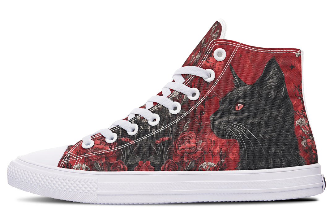 Twilight Cat High Tops - Classic Premium Canvas Shoes with Comfortable and Durable Soles