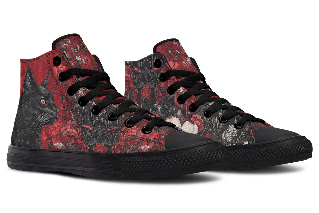 Twilight Cat High Tops - Classic Premium Canvas Shoes with Comfortable and Durable Soles