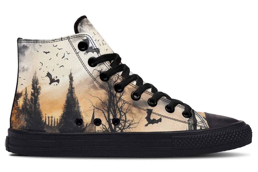 Vampire Mansion High Tops - Classic Premium Canvas Shoes with Comfortable and Durable Soles