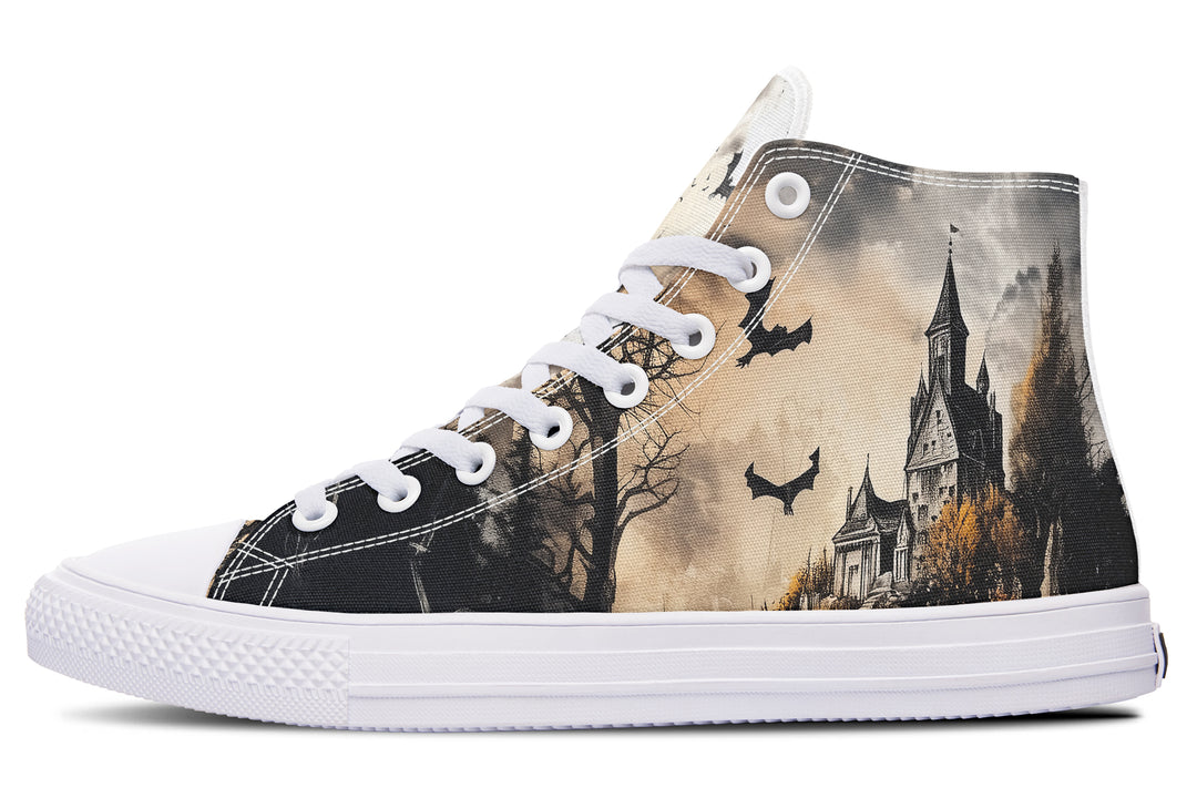 Vampire Mansion High Tops - Classic Premium Canvas Shoes with Comfortable and Durable Soles