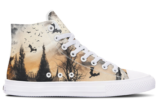 Vampire Mansion High Tops - Classic Premium Canvas Shoes with Comfortable and Durable Soles