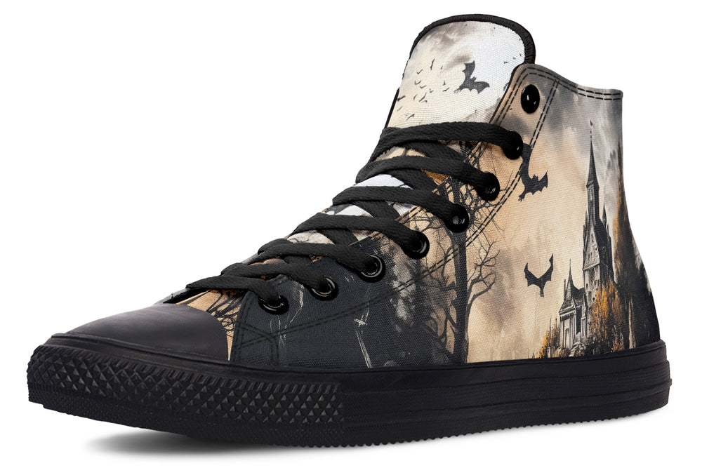 Vampire Mansion High Tops - Classic Premium Canvas Shoes with Comfortable and Durable Soles