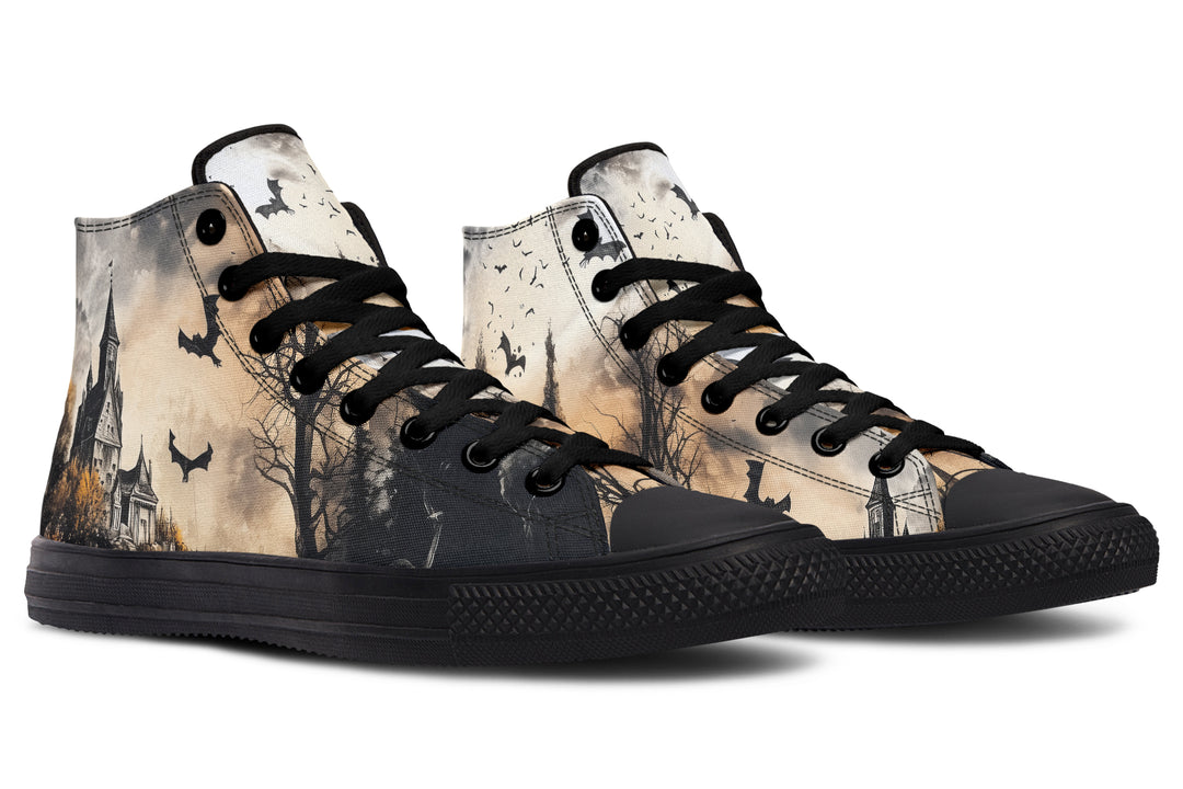 Vampire Mansion High Tops - Classic Premium Canvas Shoes with Comfortable and Durable Soles