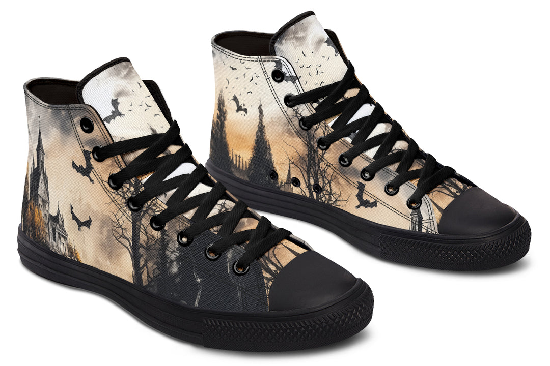 Vampire Mansion High Tops - Classic Premium Canvas Shoes with Comfortable and Durable Soles