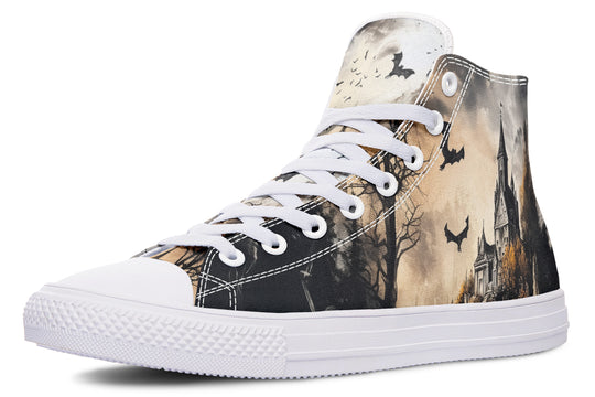 Vampire Mansion High Tops - Classic Premium Canvas Shoes with Comfortable and Durable Soles