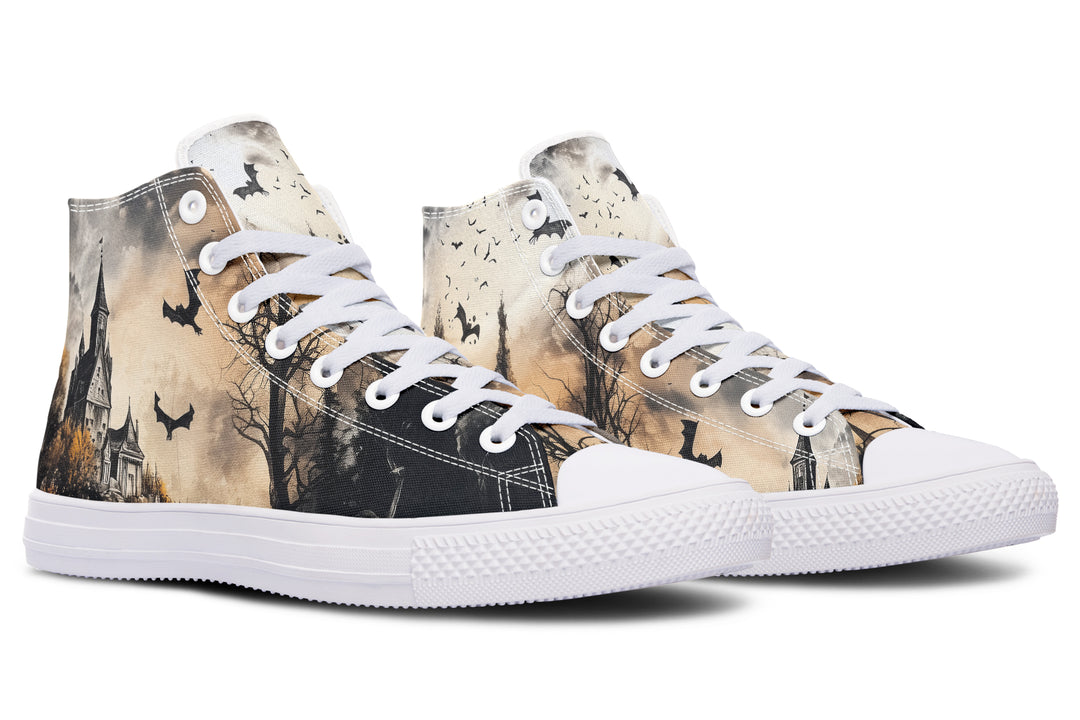 Vampire Mansion High Tops - Classic Premium Canvas Shoes with Comfortable and Durable Soles