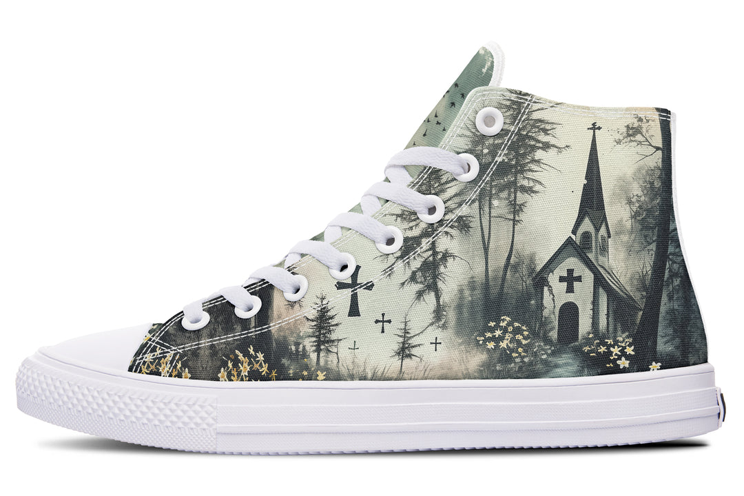 Whispers in the Fog High Tops - Classic Premium Canvas Shoes with Comfortable and Durable Soles