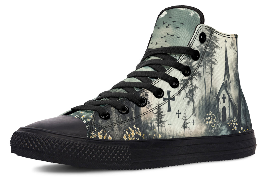 Whispers in the Fog High Tops - Classic Premium Canvas Shoes with Comfortable and Durable Soles