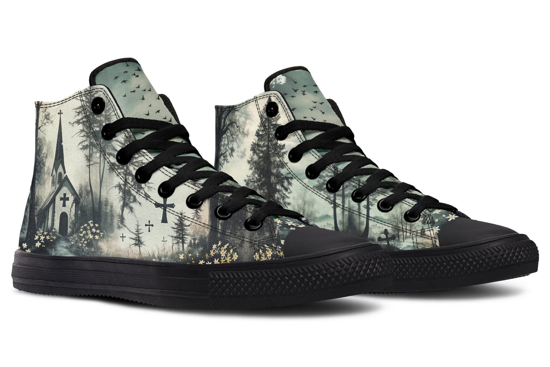 Whispers in the Fog High Tops - Classic Premium Canvas Shoes with Comfortable and Durable Soles