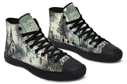 Whispers in the Fog High Tops - Classic Premium Canvas Shoes with Comfortable and Durable Soles