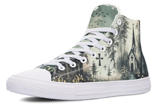 Whispers in the Fog High Tops - Classic Premium Canvas Shoes with Comfortable and Durable Soles