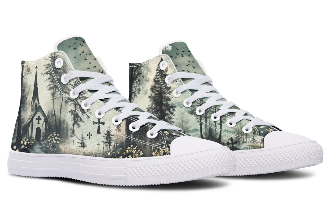 Whispers in the Fog High Tops - Classic Premium Canvas Shoes with Comfortable and Durable Soles