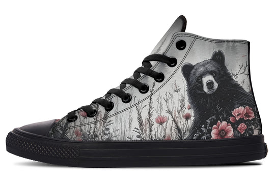 Wildflower Bear High Tops - Classic Premium Canvas Shoes with Comfortable and Durable Soles