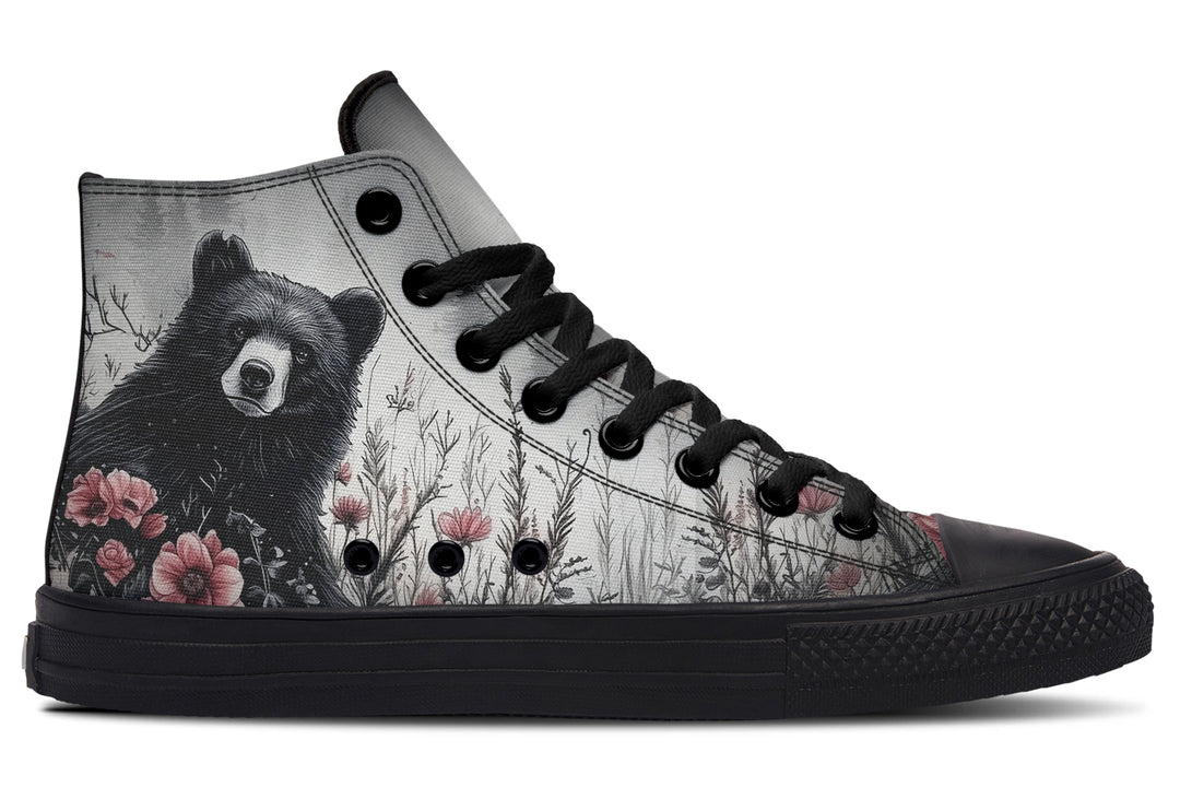 Wildflower Bear High Tops - Classic Premium Canvas Shoes with Comfortable and Durable Soles