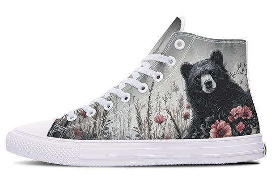 Wildflower Bear High Tops - Classic Premium Canvas Shoes with Comfortable and Durable Soles