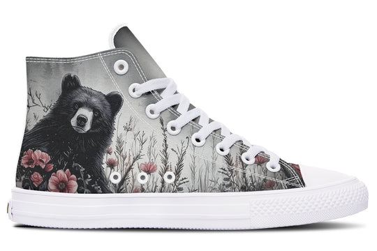 Wildflower Bear High Tops - Classic Premium Canvas Shoes with Comfortable and Durable Soles