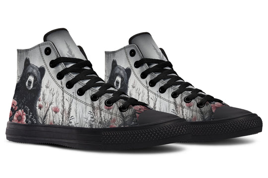 Wildflower Bear High Tops - Classic Premium Canvas Shoes with Comfortable and Durable Soles