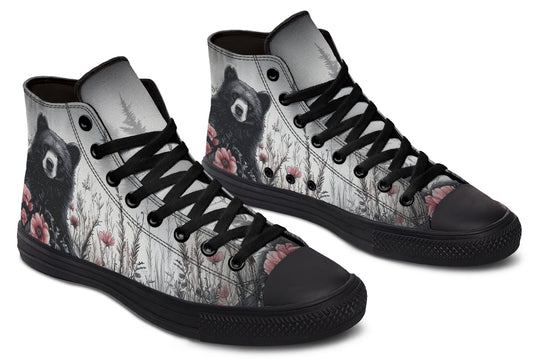 Wildflower Bear High Tops - Classic Premium Canvas Shoes with Comfortable and Durable Soles