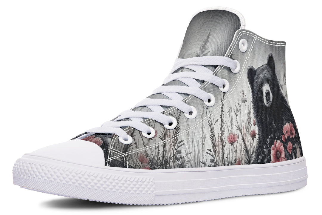 Wildflower Bear High Tops - Classic Premium Canvas Shoes with Comfortable and Durable Soles