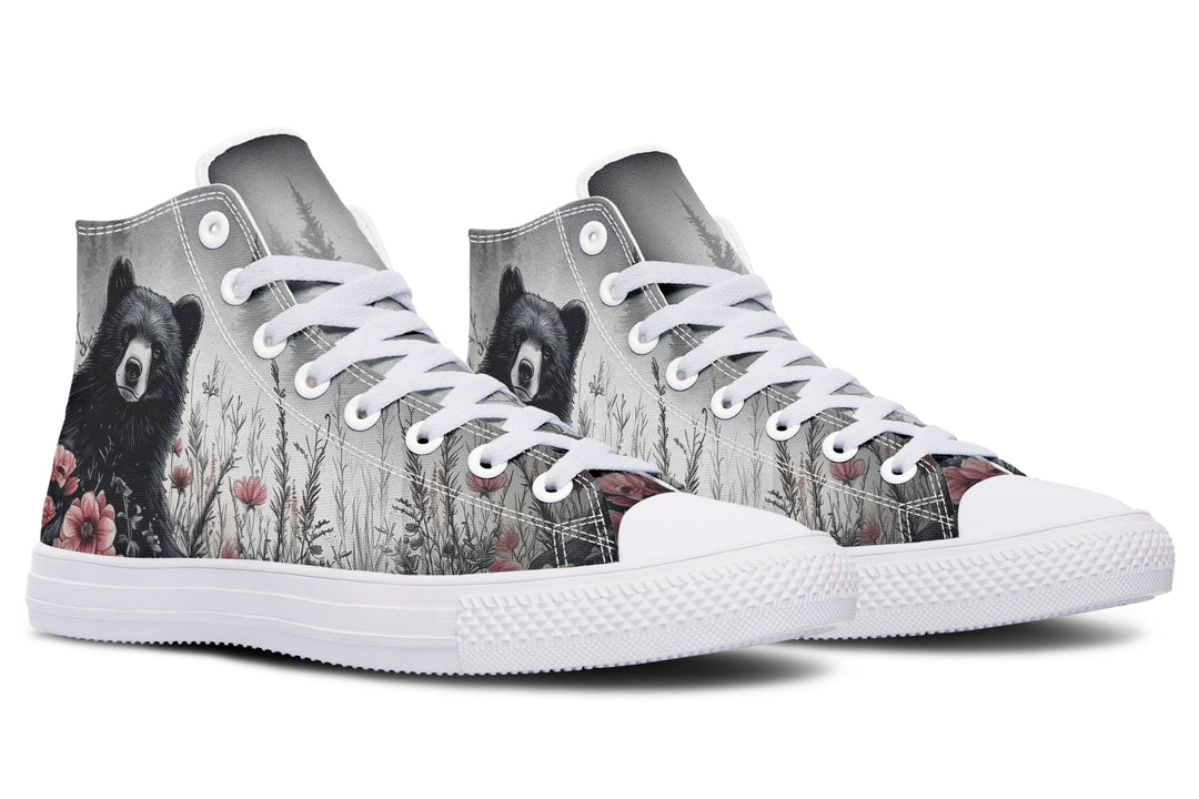 Wildflower Bear High Tops - Classic Premium Canvas Shoes with Comfortable and Durable Soles