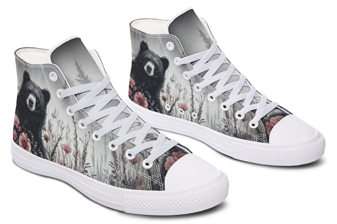 Wildflower Bear High Tops - Classic Premium Canvas Shoes with Comfortable and Durable Soles