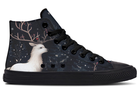 Yule Antlers High Tops - Classic Premium Canvas Shoes with Comfortable and Durable Soles