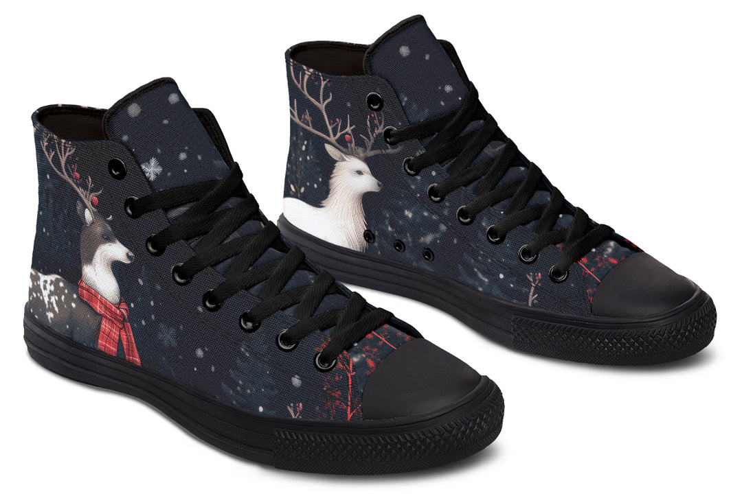 Yule Antlers High Tops - Classic Premium Canvas Shoes with Comfortable and Durable Soles