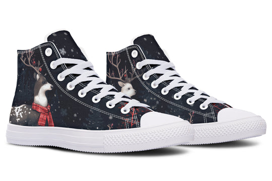 Yule Antlers High Tops - Classic Premium Canvas Shoes with Comfortable and Durable Soles