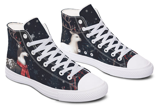 Yule Antlers High Tops - Classic Premium Canvas Shoes with Comfortable and Durable Soles