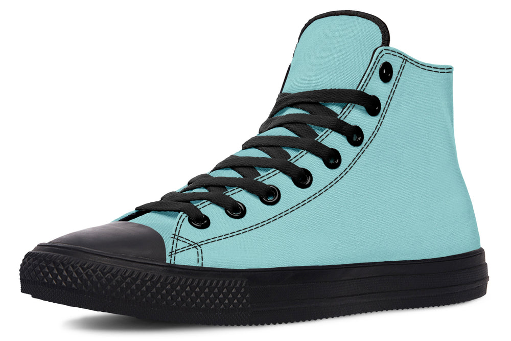 Aqua Mist High Tops - Casual High Tops Durable Canvas Sneakers Vegan Skate Shoes Teal Shoes