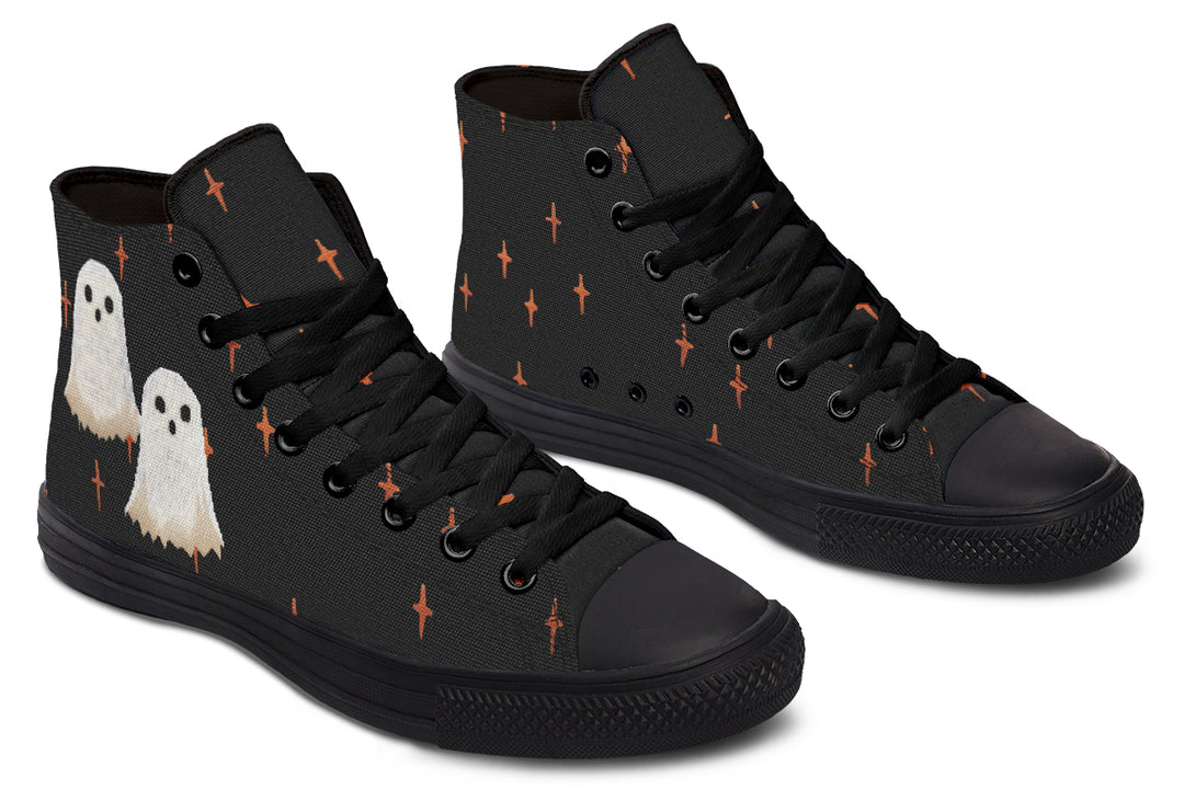 Boo High Tops - Retro High Tops Unisex Canvas Sneakers Vegan Skate Shoes Dark Academia Gothic Witchy Style
