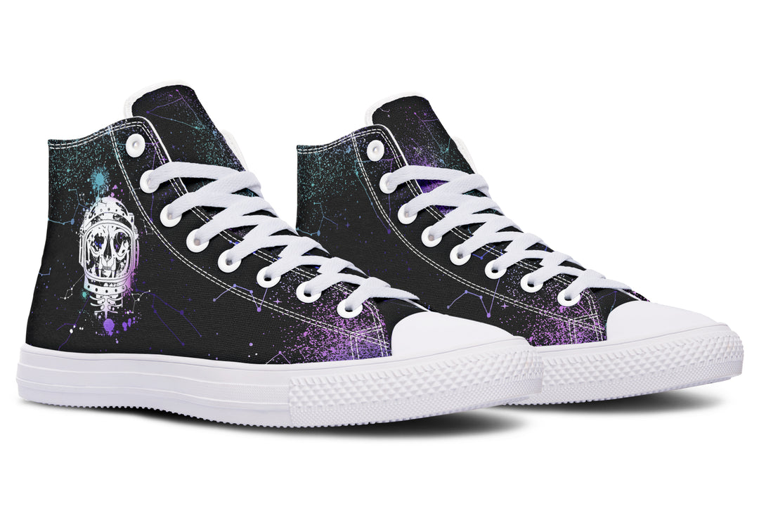 Cat-Astro-Phe High Tops - Casual High Tops Unisex Canvas Sneakers Vegan Skate Shoes Retro Streetwear Dark Academia