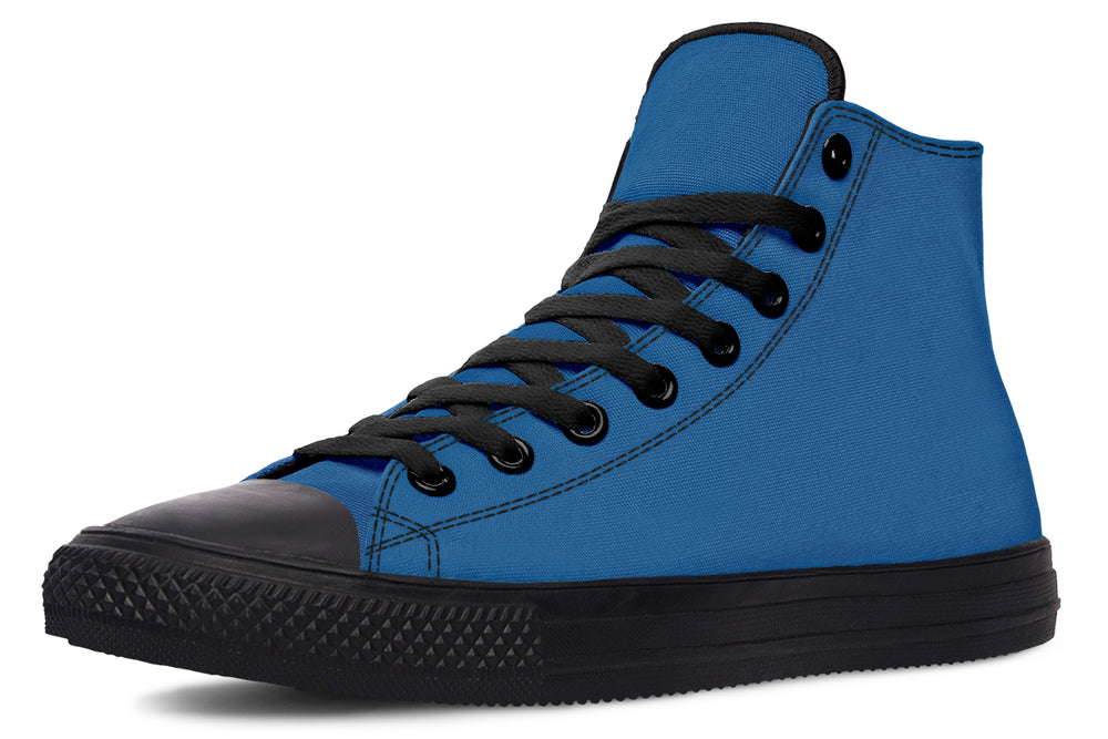 Cobalt Blue High Tops - Fashion sneakers Durable Canvas Blue Skate Shoes Breathable Unisex Retro Streetwear