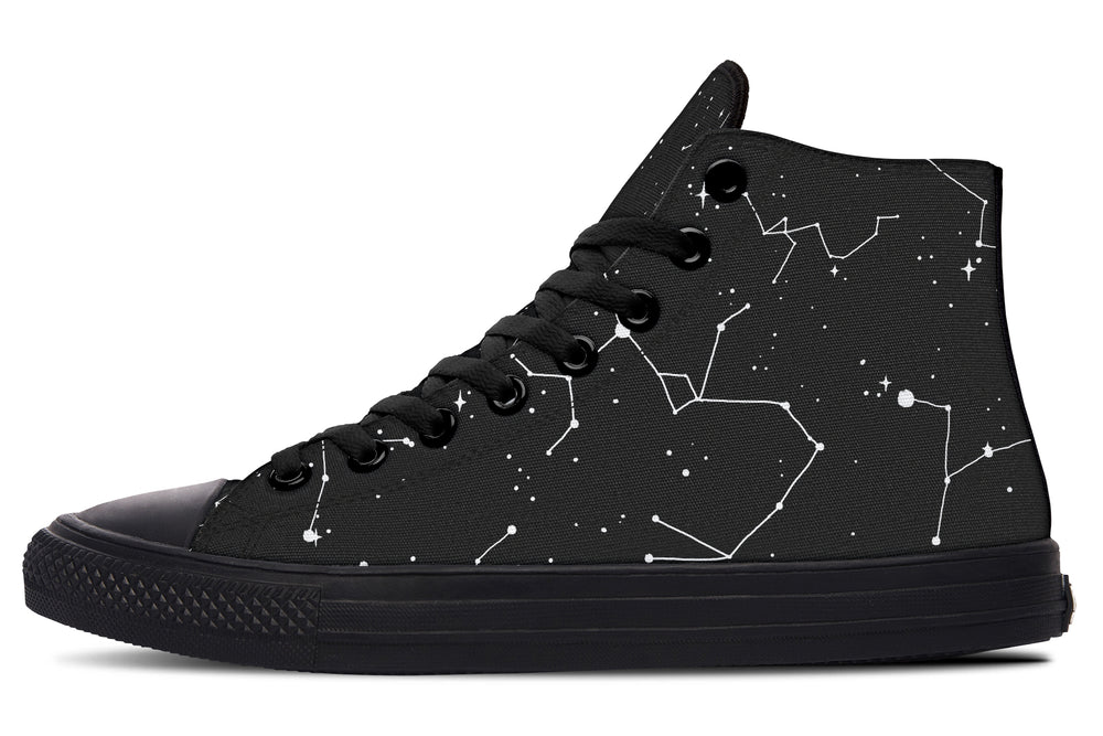 Constellation High Tops - Fashion Sneakers Vegan Durable Unisex Canvas Retro Skater Shoes Alt Style