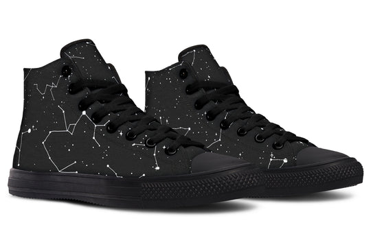 Constellation High Tops - Fashion Sneakers Vegan Durable Unisex Canvas Retro Skater Shoes Alt Style