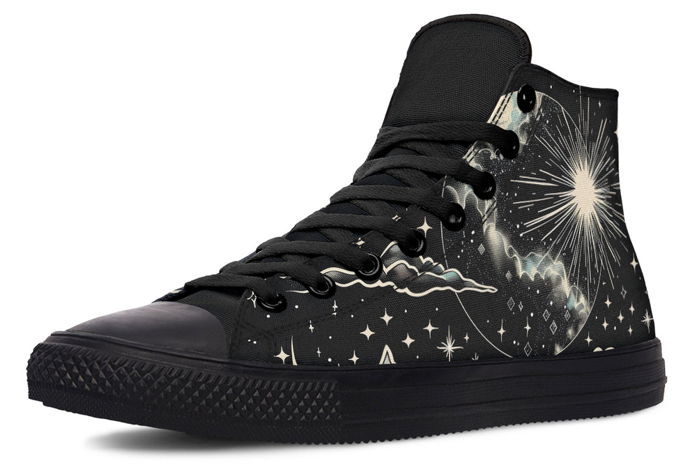 Dawn Star High Tops - Unisex High Tops Durable Canvas Skate Shoes Breathable Vegan Gothic Retro Style