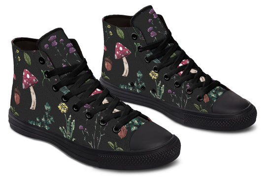 Herbology High Tops - Retro High Tops Vegan Durable Canvas Unisex Skate Shoes Green Witch Style