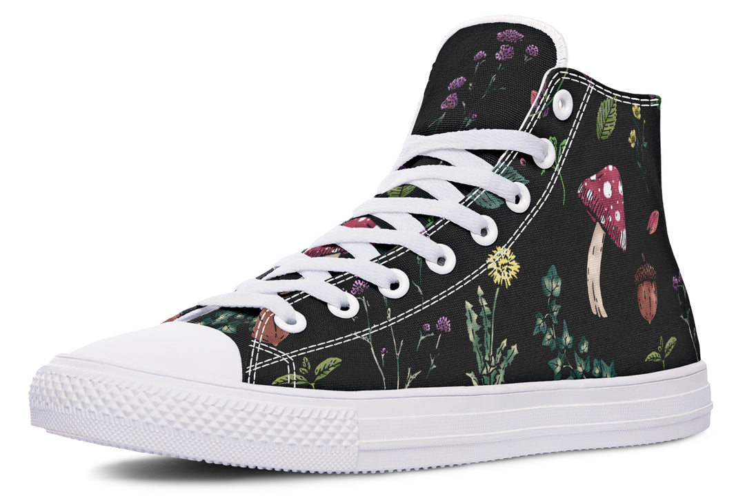 Herbology High Tops - Retro High Tops Vegan Durable Canvas Unisex Skate Shoes Green Witch Style